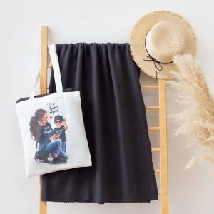 Набор LoveLife "Super mom": сумка-шопер 33*39 см + флисовый плед 150*130 см