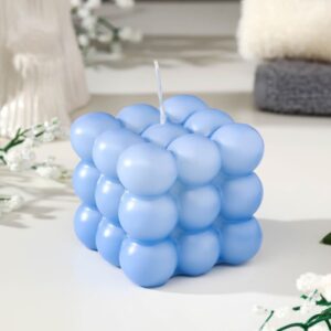 Свеча фигурная "Бабл куб", 6 см, голубая